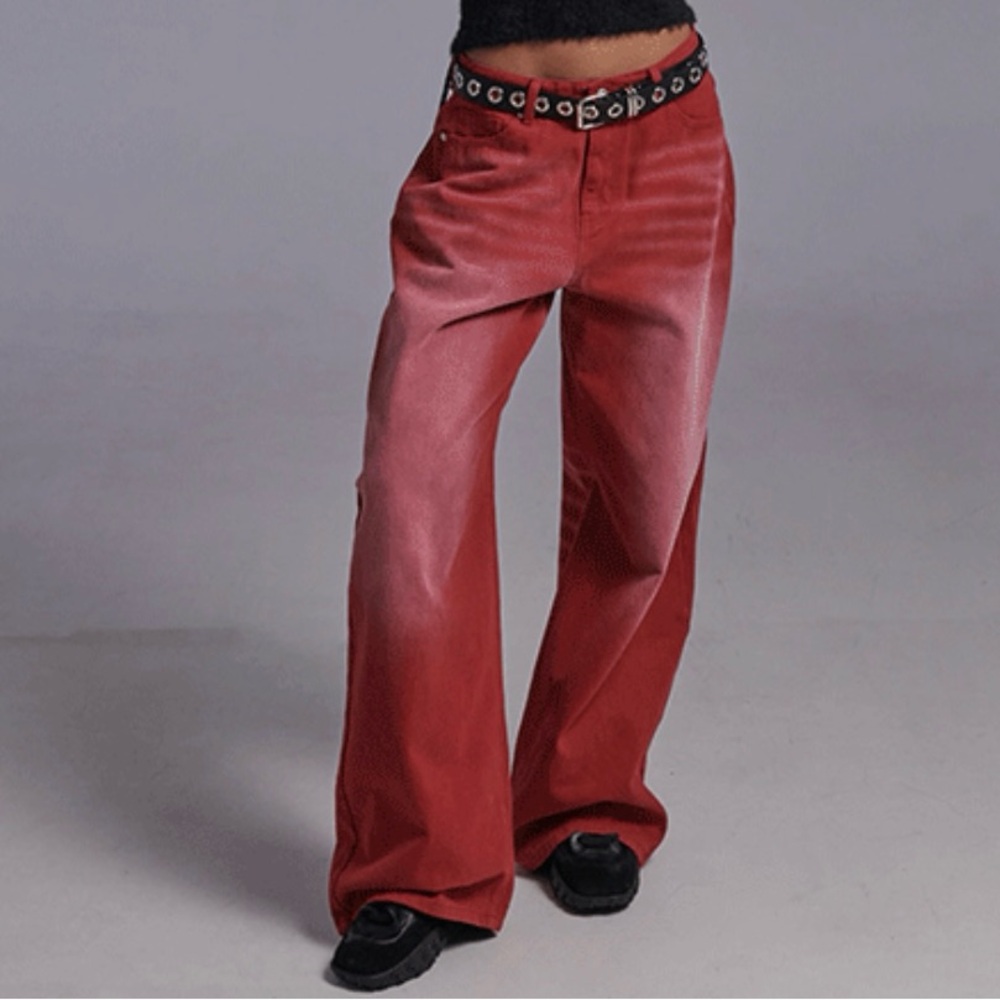 MADE IN KOREA baggy red jeans